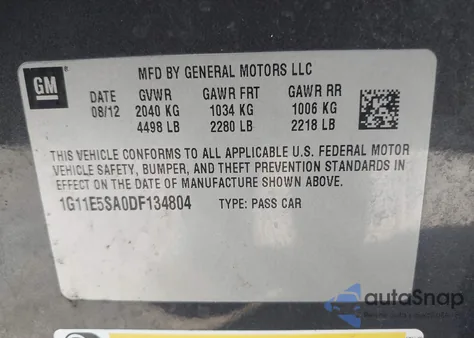 2013 Chevrolet Malibu 2Lt z USA, uszkodzony, nr VIN 1G11E5SA0DF134804